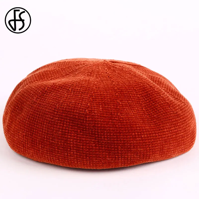 Brick Red Berets FS, зимние однотонные шерстяные береты, шапки для женщин, французская шапка для девочек, осенне-зимние береты, шапка бини, плоская шапка, фетровая, Berret Femme - Цвет: Brick Red Berets