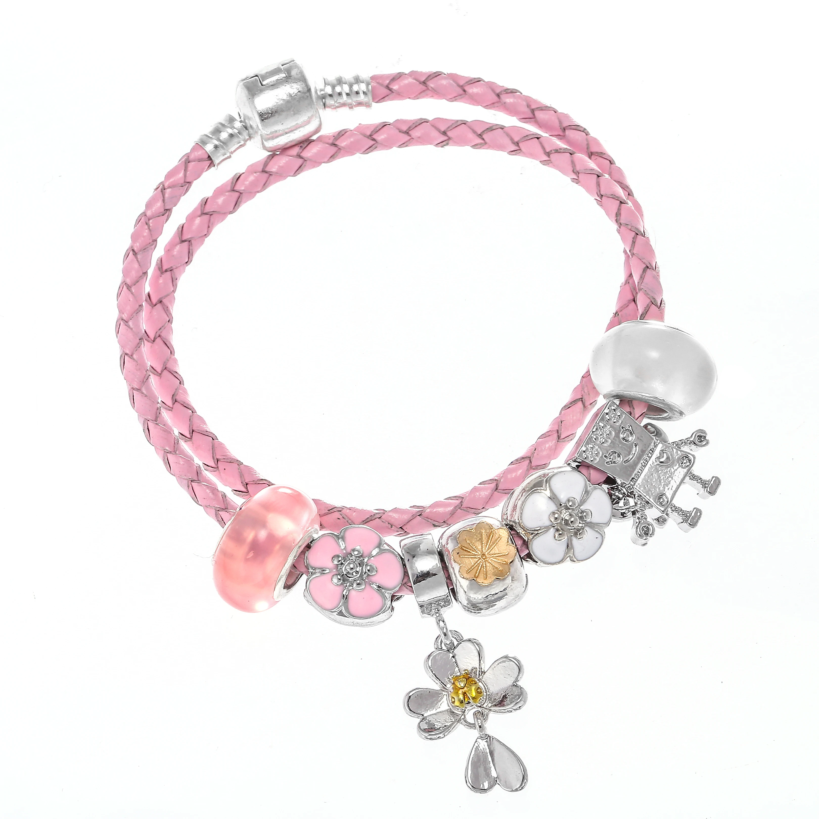 Кожаный браслет BAOPON с брелоком в виде Микки и Минни серебряные браслеты для