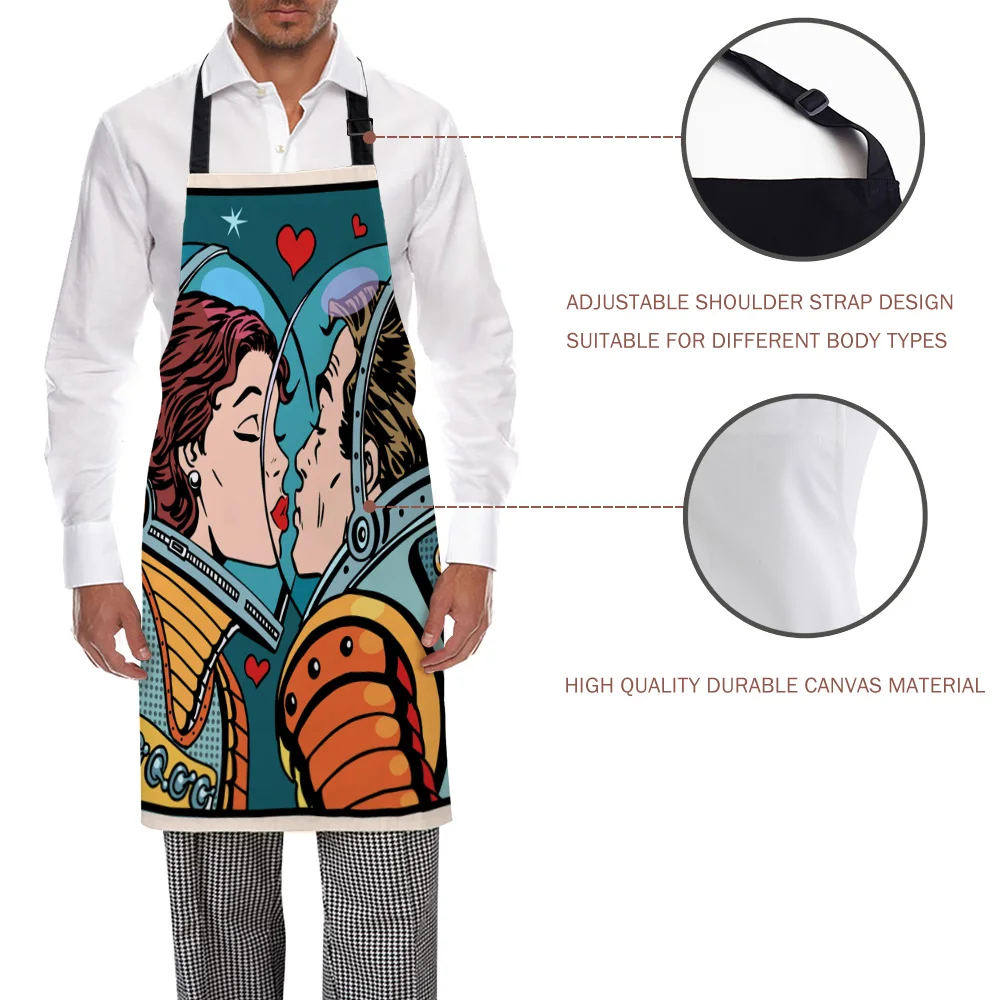 Астронавт целующаяся парочка Кухонный Фартук с узором Для женщин Взрослый