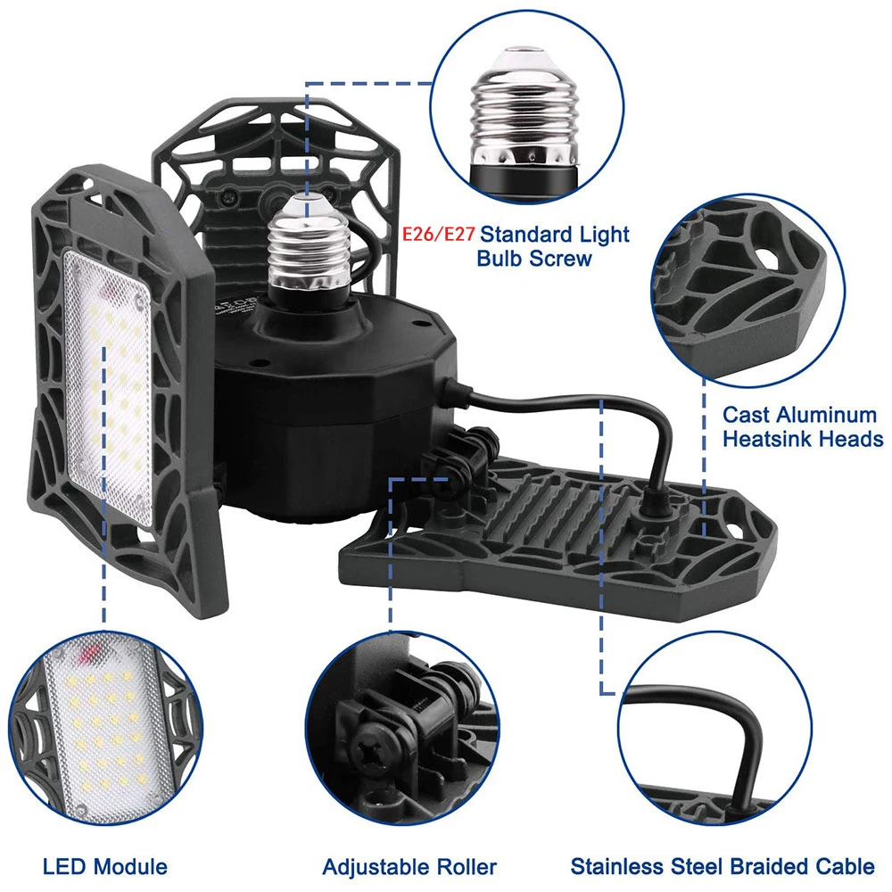 Светодиодный светильник для гаража 80 Вт потолочный лампа с индукцией радара 6000лм
