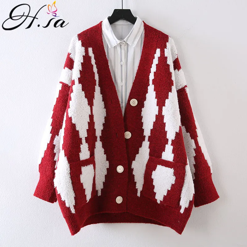 Женский Винтажный Длинный кардиган H.SA Весенняя верхняя одежда с v образным