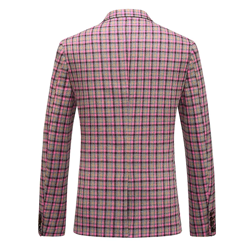 Plyesxale 2020 Autumn Pink Plaid Blazer High Quality Casual For Men Stylish Mens Fashion Check Blazers Suit Jacket Q927 | Мужская одежда