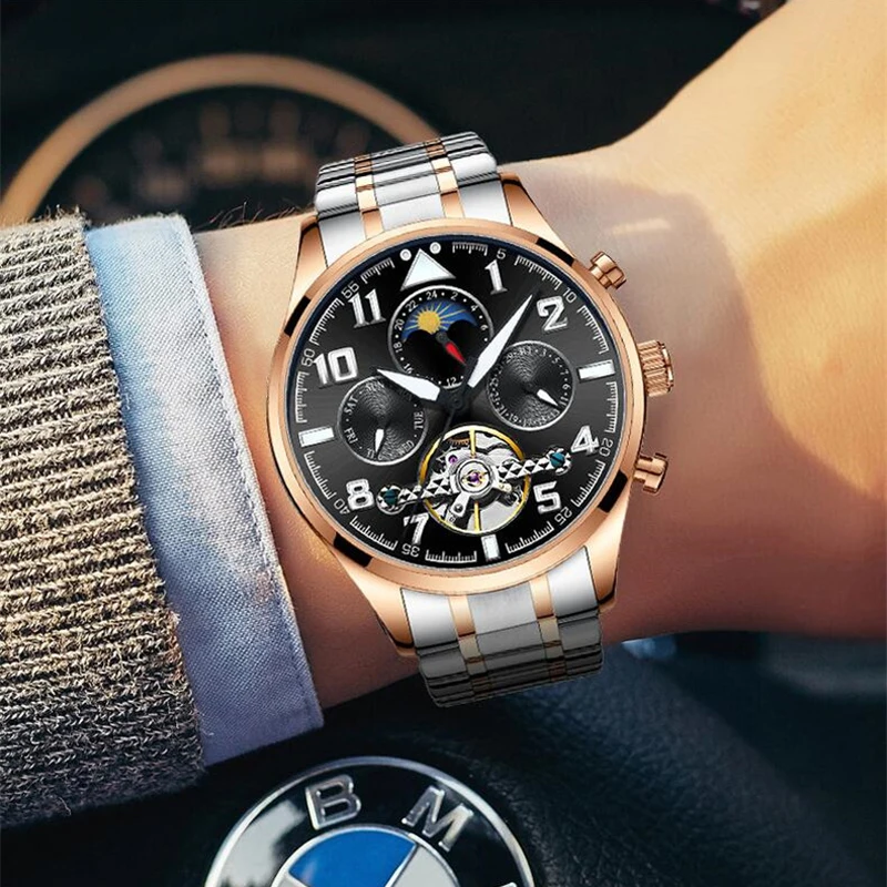 AILANG Tourbillon часы мужские модные автоматические мужские s часы лучший бренд класса люкс повседневные из нержавеющей стали водонепроницаемые механические часы мужские