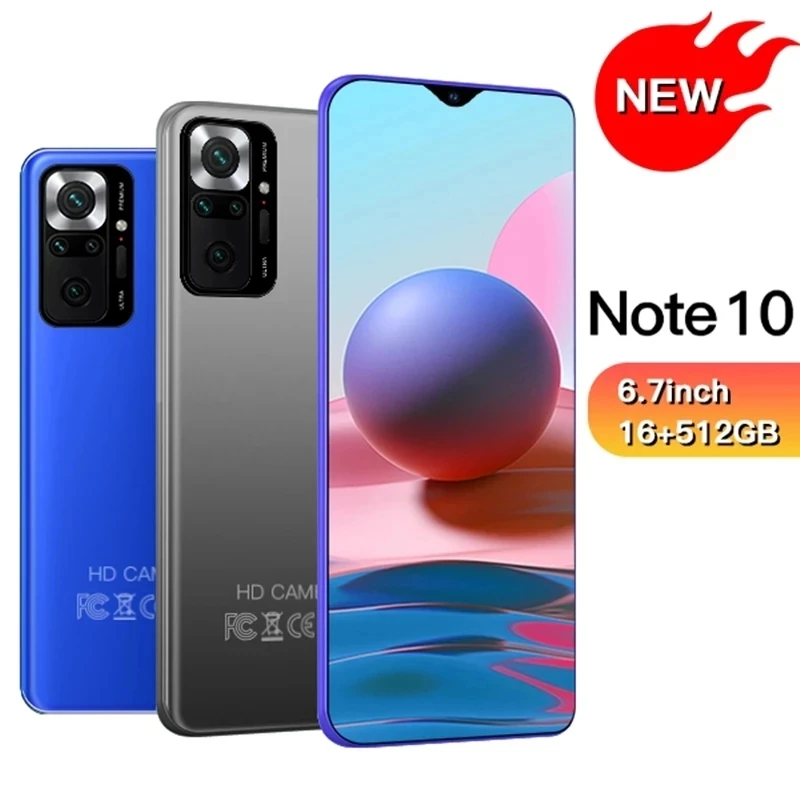 

RedmI Note10 Pro 6.7-inch Smart Phones Android Mobile Phone Global Version Mobilephone Supports Google GPS WIFI 5G Cellphone