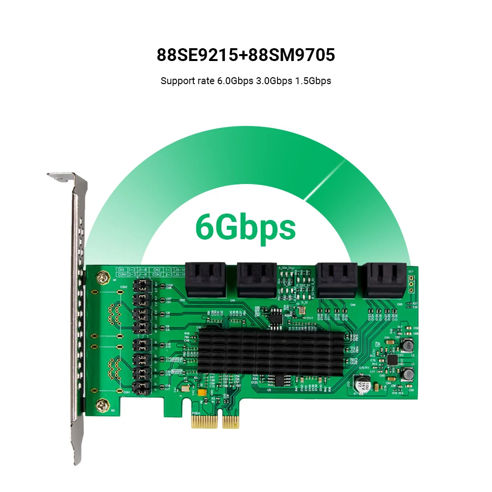 8 порты и разъёмы pci e2 0 x1 для sata3 0 конв