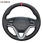 Искусственная кожа для Hyundai Tucson 3, чехол рулевого колеса автомобиля, 2016, 2017, 2018, черный, 2019
