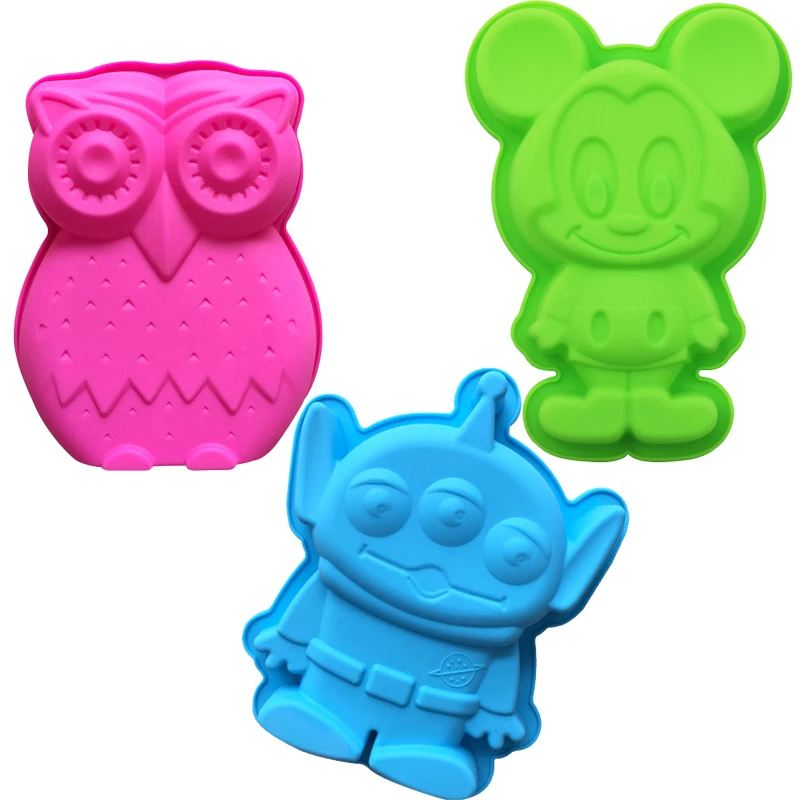 

3D Owl Mouse Robot Shape Silione Mold Dessert Bread Candy Cake Decoration Tool