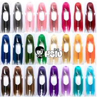 hsiu 100cm long staight cosplay wig heat resistant synthetic hair anime party wigs 42 color colourful free brand wig hair net