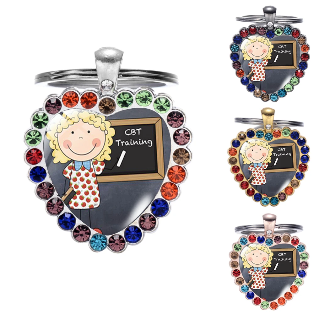 Брелок стразы из стекла с кабошоном в виде капли воды цитатами учителя