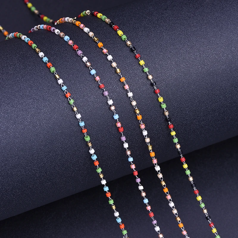 

1 meter Colorful Beads Chains For Necklace Bracelets Jewelry Accessories Stainless Steel Women Gif DIY Costume Joyas Materials