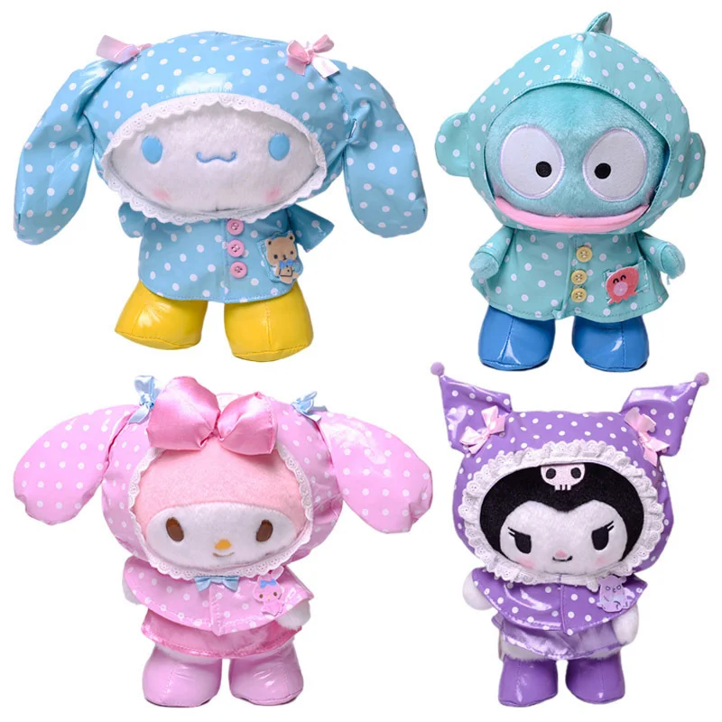 

20cm Cartoon Stuffed Animals Kuromi Melody Cinnamoroll Raincoat Dress Up Plush Toy Anime Kawaii Cute Soft Plushie Doll Toys Gift
