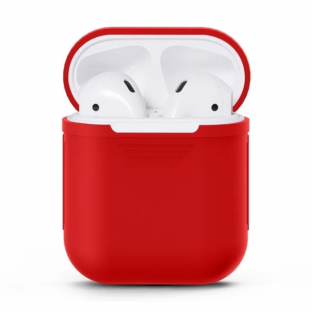 Мягкий силиконовый чехол, наушники для Apple Airpods, Bluetooth, беспроводные наушники, коробка для телефона Air Pods, вкладыши наушников, сумка - Цвет: Красный