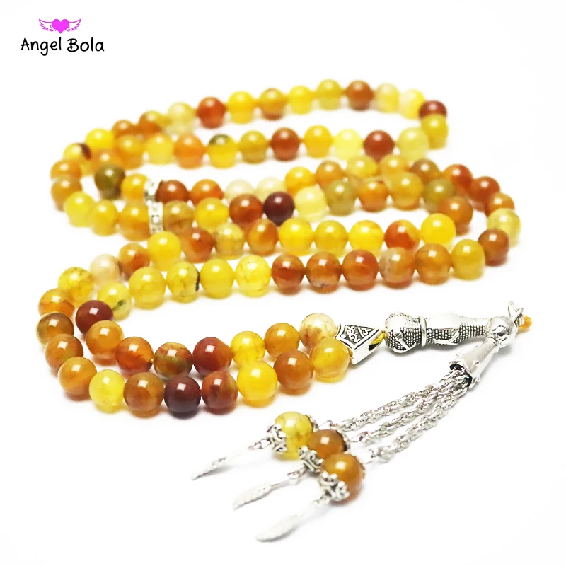 8 мм натуральный камень черный бирюзой Tassel Pendant 99 четки исламский мусульманский