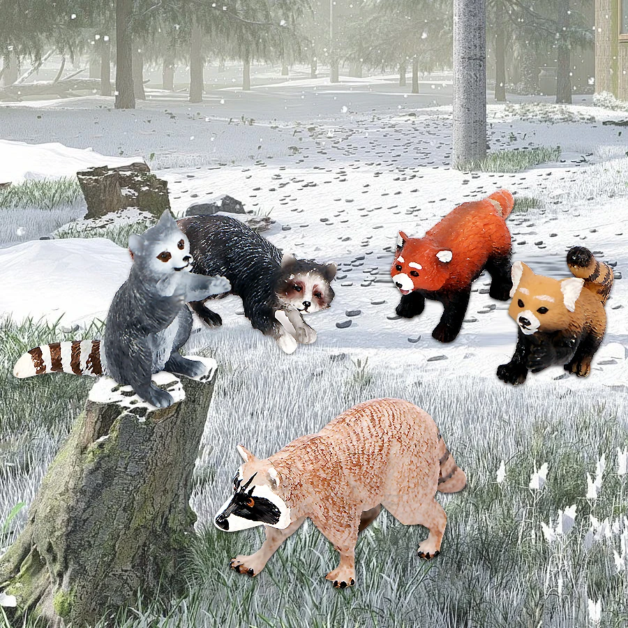 Экшн игрушки фигурки диких животных из ПВХ дикий зоопарк ферма енот набор