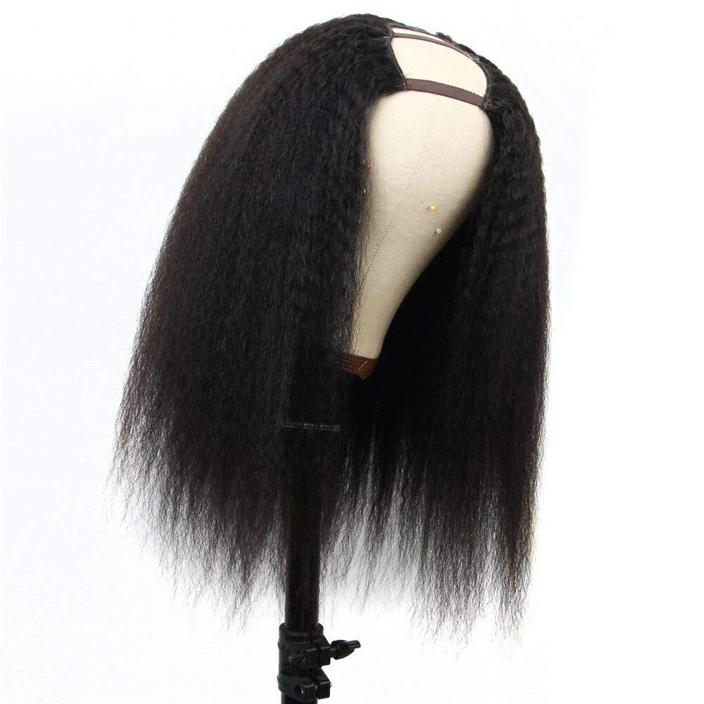 Online Keriting Lurus U Bagian Wig Rambut Manusia Brasil Remy 250 Ketebalan Wig Tanpa Lem 8-22