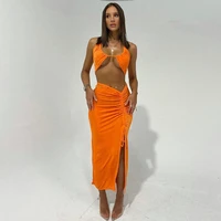 off shoulder crop top and midi skirt suits clubwear blue ruched skirts 2 two piece sets for women two piece outfits 2021