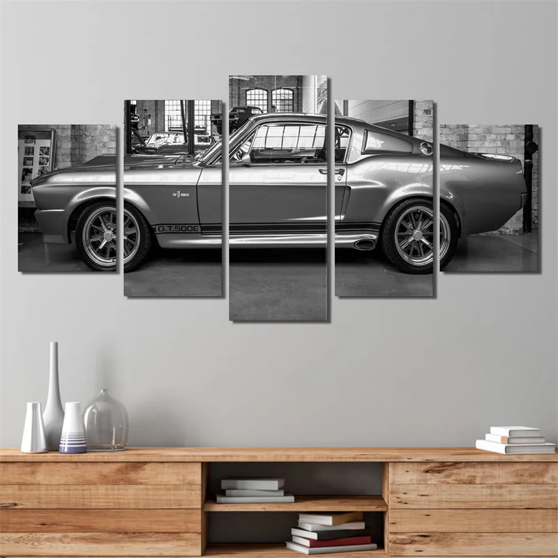 

Retro Handsome Car Canvas Painting European Modern Home Decoration Frameless Waterproof For Living Room Bedroom Decor