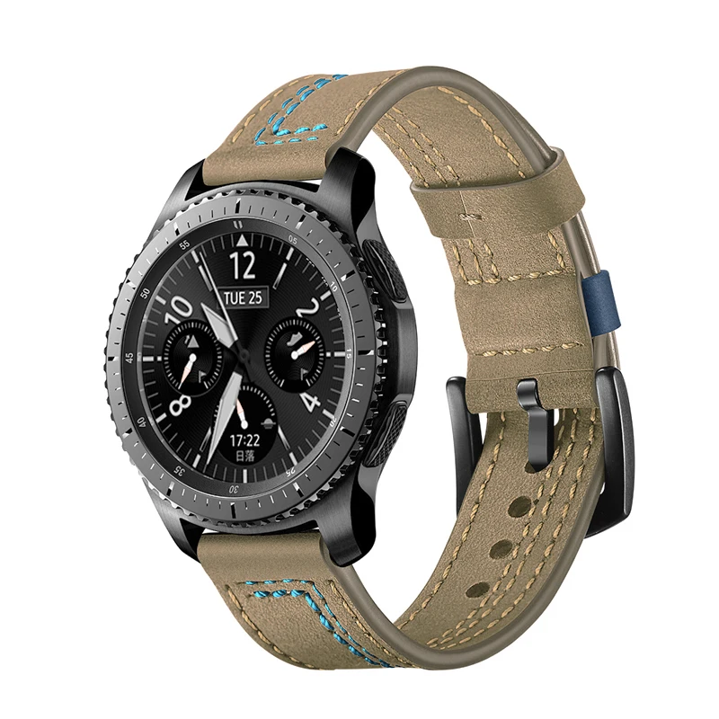 Ремешок из натуральной кожи для samsung galaxy watch 46 мм S3 Frontier/классический ремешок huami Amazfit huawei 2 классические часы gt браслет