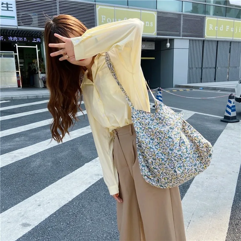 

Shoulder Bags Women Floral Cotton High-capacity Korean Style Sweet Girls Students All-match Handbags Crossbody Ins Casual Female