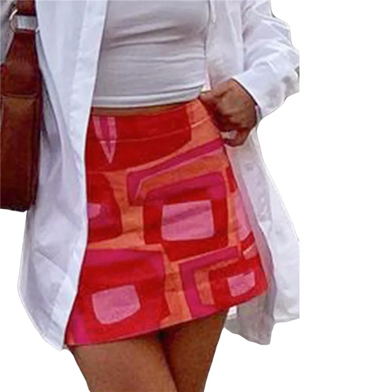 

Женские короткие юбки с принтом, трапециевидная мини-юбка с завышенной талией, летняя женская юбка выше колена с пейсли принтом, Y2K, уличная ...