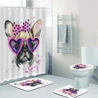 Забавный Французский бульдог в горошек галстук-бабочка набор занавесок для душа с мультяшными милыми акварельными собаками занавеска для ванной коврик для ванной домашний декор