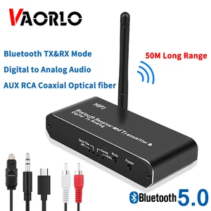 vaorlo dac digital to analog audio converter 3 5mm aux coaxial optical fiber bluetooth 5 0 audio receiver transmitter for tv pc free global shipping