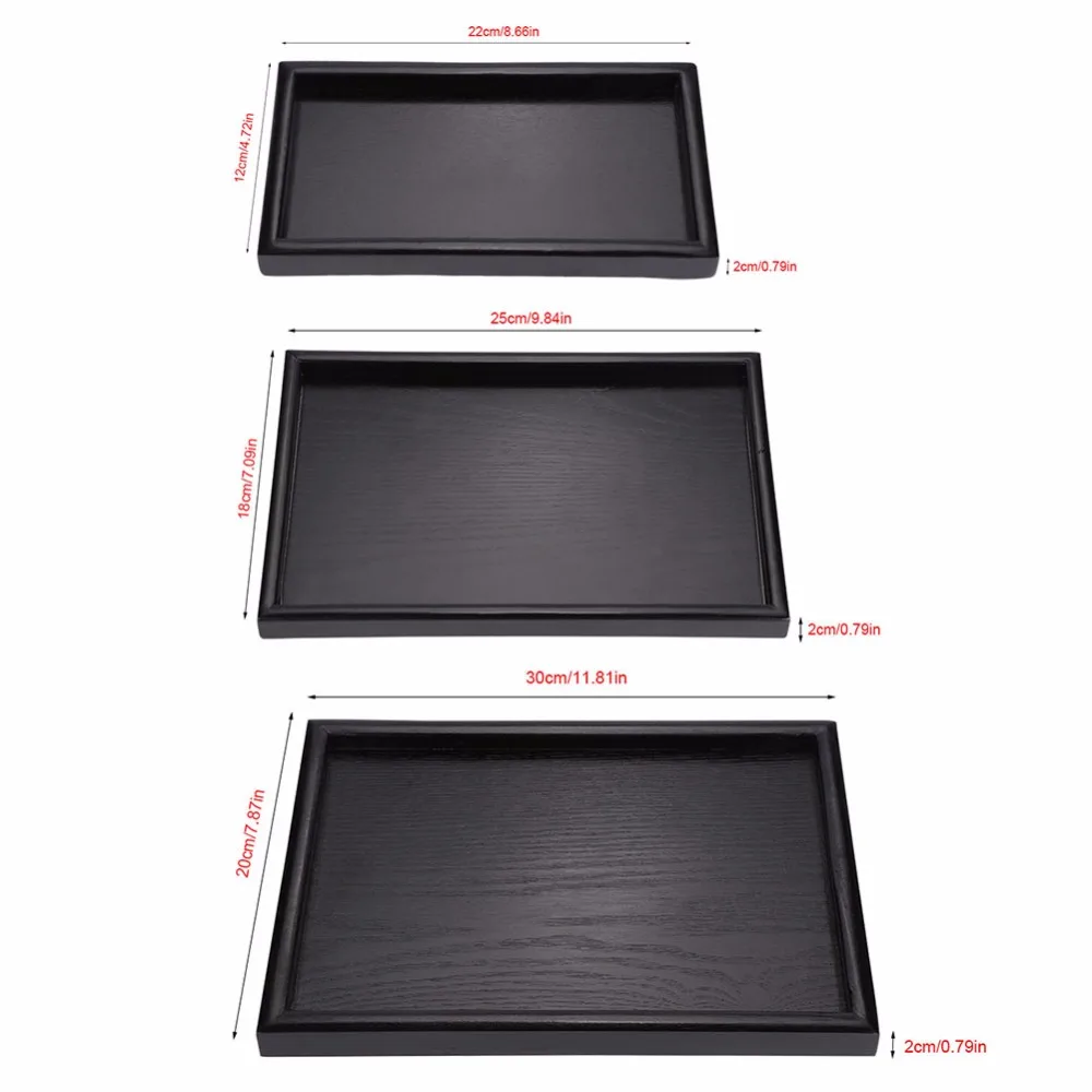 Поднос для завтрака большой прямоугольный поднос из черного дерева 3