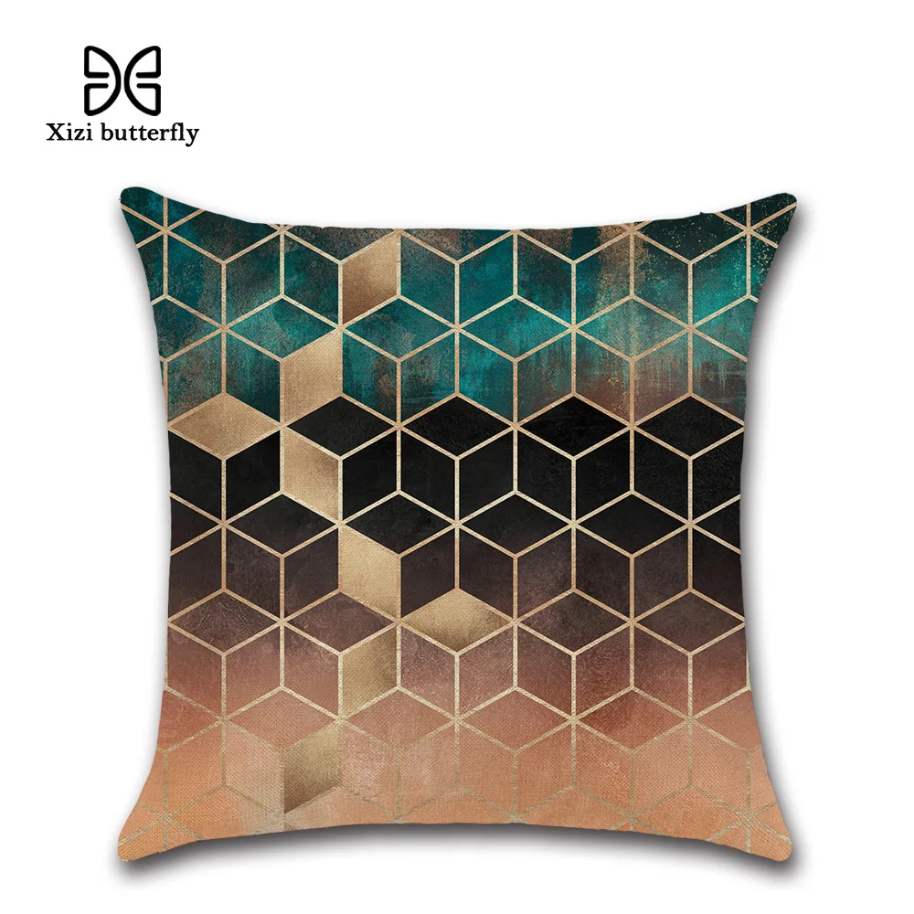 

45x45cm Gradient Marble Cushion Cover Geometric Irregular Pillowcase Cotton Linen Home Decoration Sofa Chair Throw Pillow Case