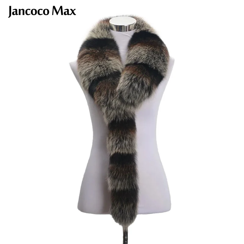 Jancoco Max воротник из натурального Лисьего меха для женщин и мужчин куртка модный