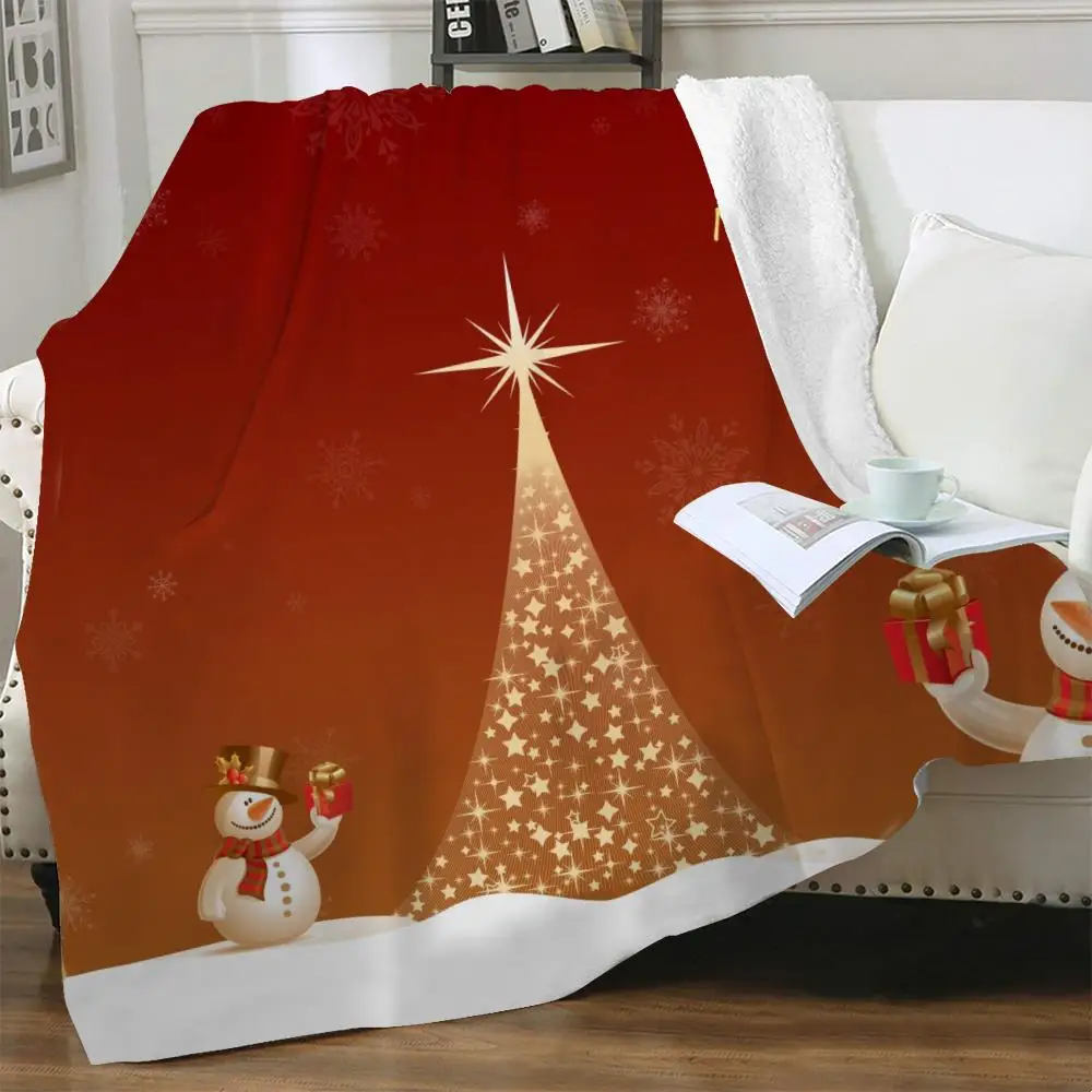 

Рождественское одеяло NKNK Brank, новый год, 3D печать, Рождество, искусственное покрывало, снеговик, покрывало для кровати, шерпа, одеяло с животн...
