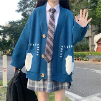 2021 new sweet cute girl knitting sweater women college style loose sleeve cardigan winter harajuku jk uniform sweaters coat