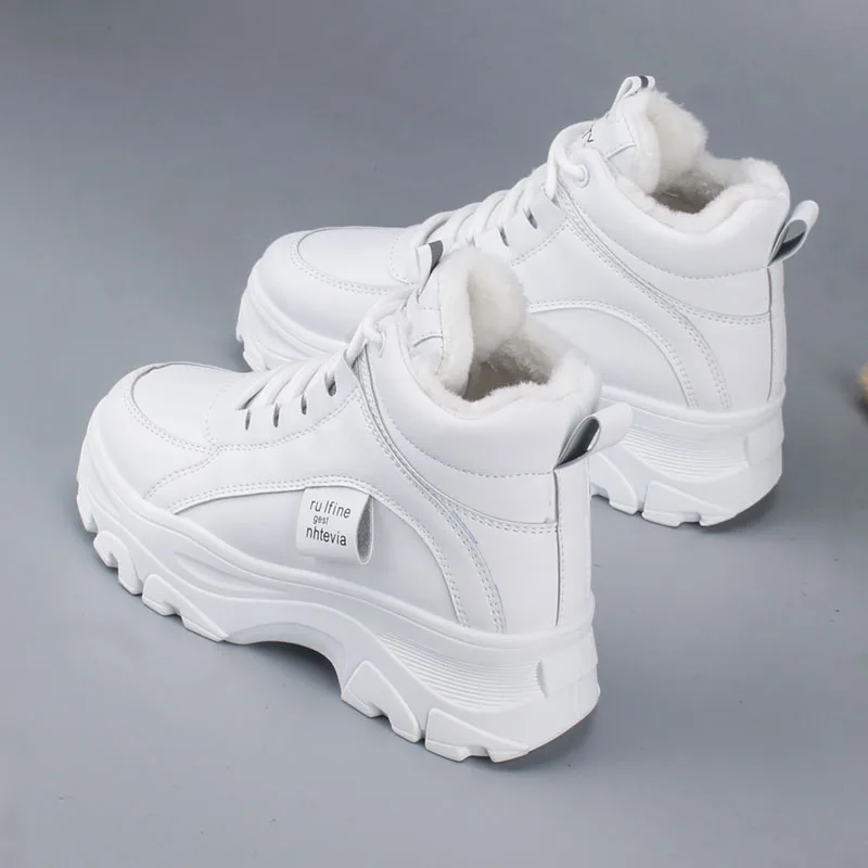 Beli Sneakers Kasual Wanita; Sneakers Musim Dingin Dengan Bulu Mewah; Sepatu Wanita Hangat; Sepatu Wanita Bertali; Sepatu Wanita Menyala