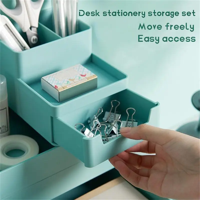 

Table Storage Organizer Box A4 Big Document Case Paper Desk Organizer Stationery Pen Book Holder for Home Desktop