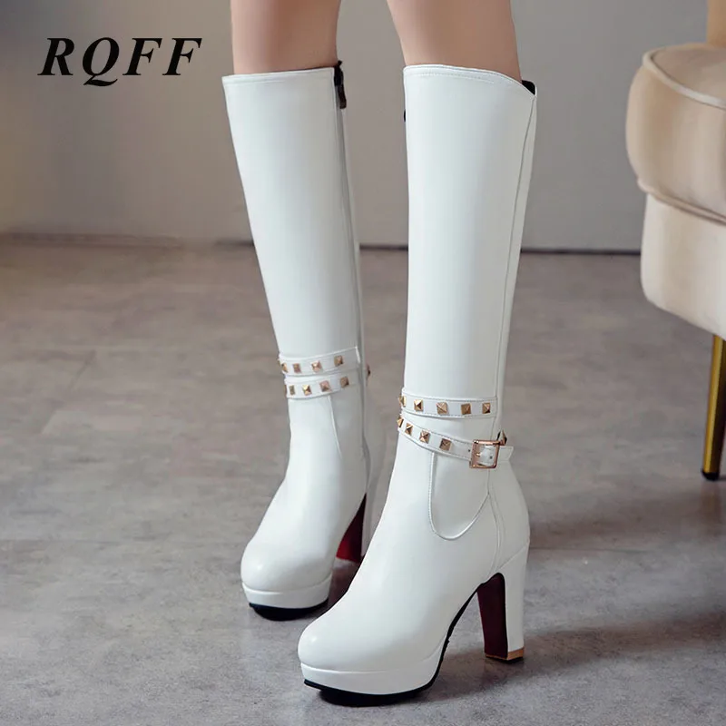 2019 зимние сапоги до середины икры Модные женские ботинки на платформе очень