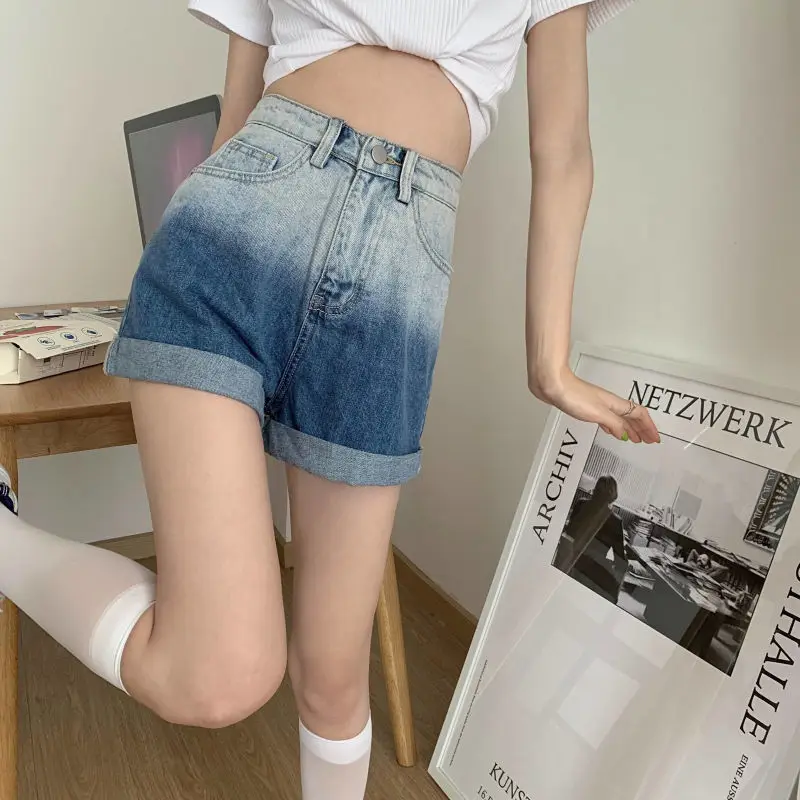 

Shorts Women Summer Gradient Design Cool Streetwear Ulzzang 4 Colors Stylish Denim Retro Teens Ladies Sexy Holiday Popular Ins