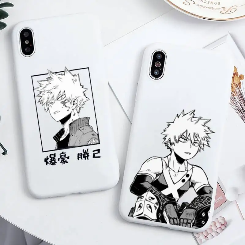 

Bakugou Katsuki My Hero Academia manga Phone Case Candy Color for iPhone 6 7 8 11 12 13 s mini pro X XS XR MAX Plus