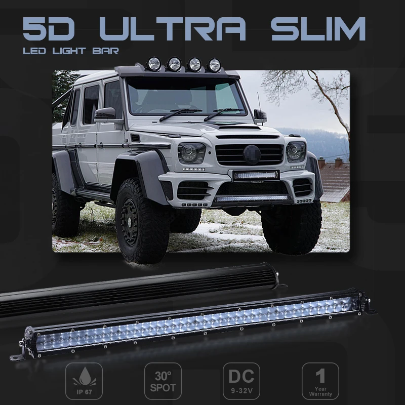 Светодиодсветильник планка 10 дюймов 20 ультратонкая светодиодная 5D аксессуары 4x4