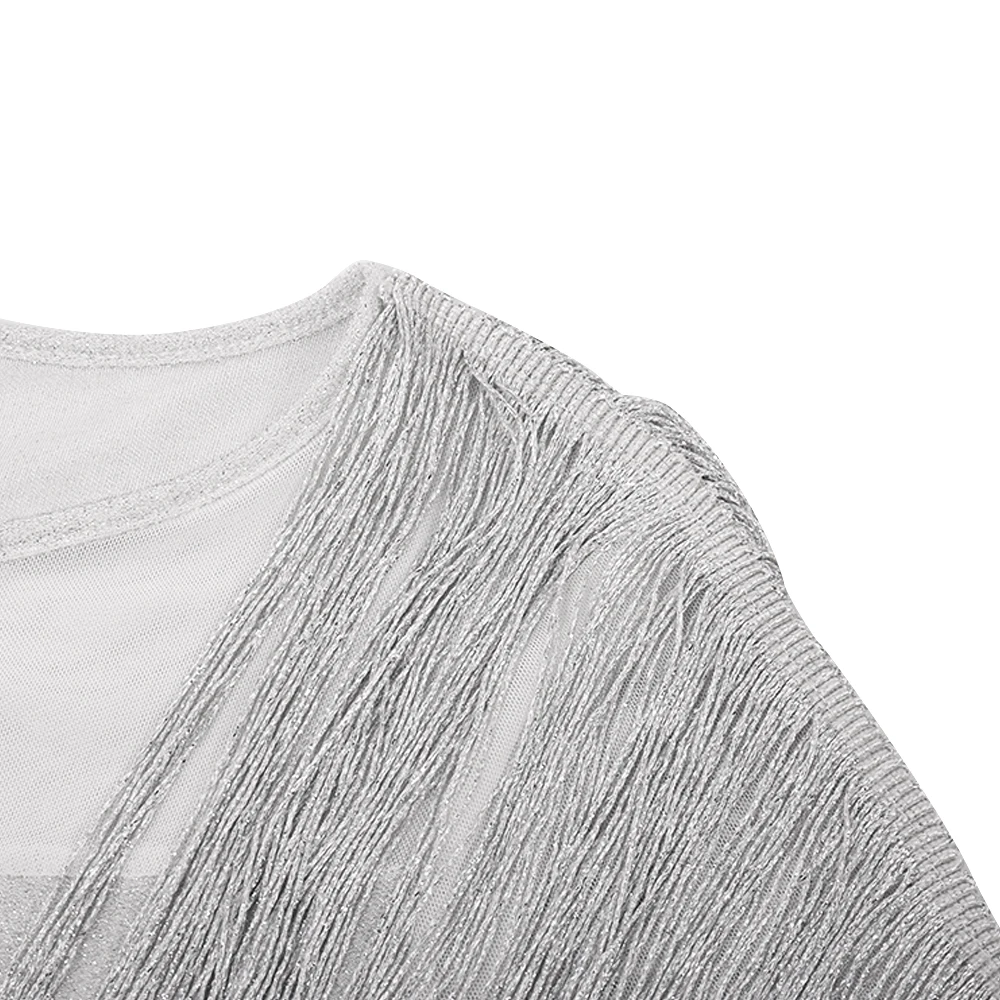 Sexy Shiny Party Dress Attractive Women Evening Sequin Patchwork Long Tassels Dresses Push Up Vestidos Slim Fit Formal | Женская одежда