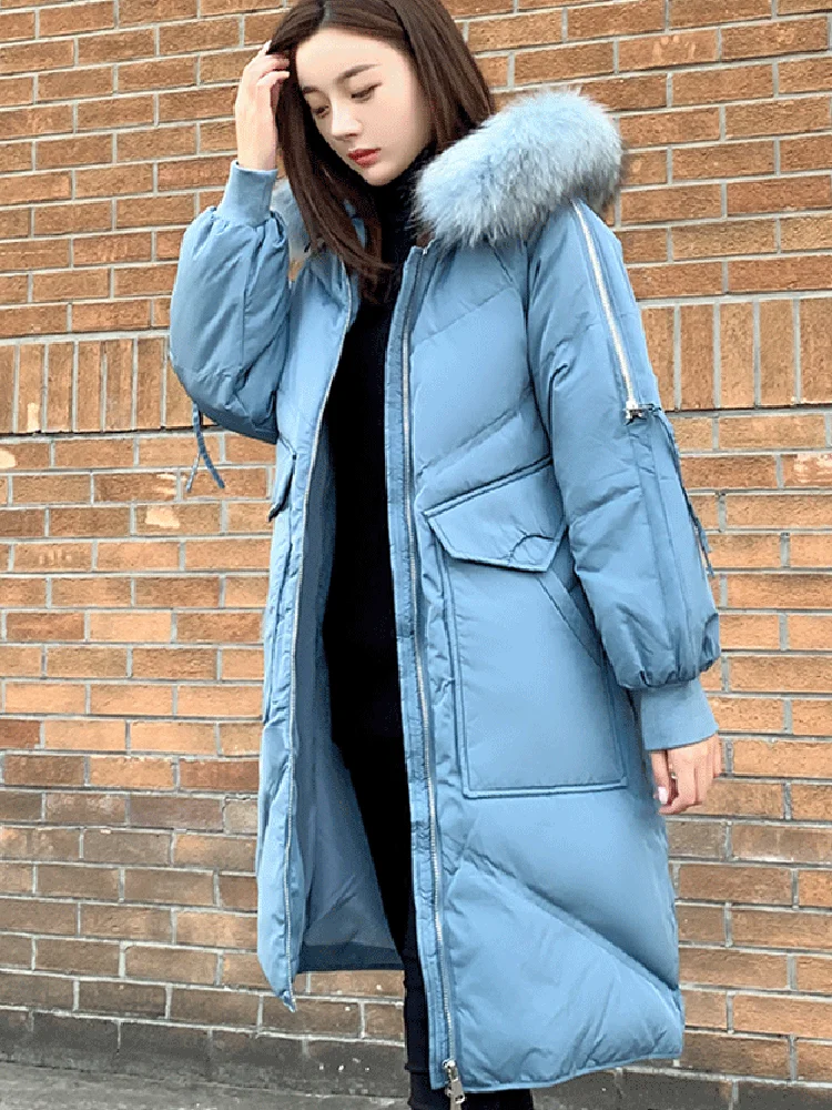 2021 женские пуховое пальто с натуральным мехом на капюшоне Женские теплые парки