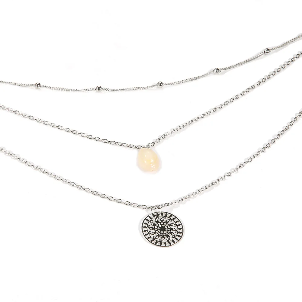 Винтажное бусина серебряного цвета раковина Каури колье ожерелье для женщин