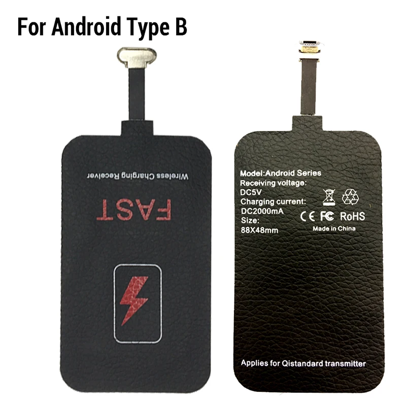 Qi Быстрое беспроводное зарядное устройство приемник катушка Коврик Micro usb тип A B Тип C беспроводной зарядный адаптер коврик для iPhone 7 6 Plus 5 5S 5C