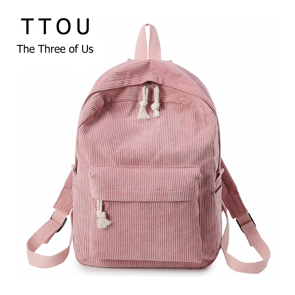 

TTOU Fabric Velvet Women Backpack Solid Color Travel Laptop Notebook Bag for Teens Casual Female Backpack School Bag Screen