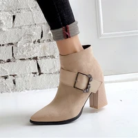 plus size 34 48 fashion buckle bare boots thick heel pumps england martin boots pointed toe ankle boots womens shoes lgck sexy