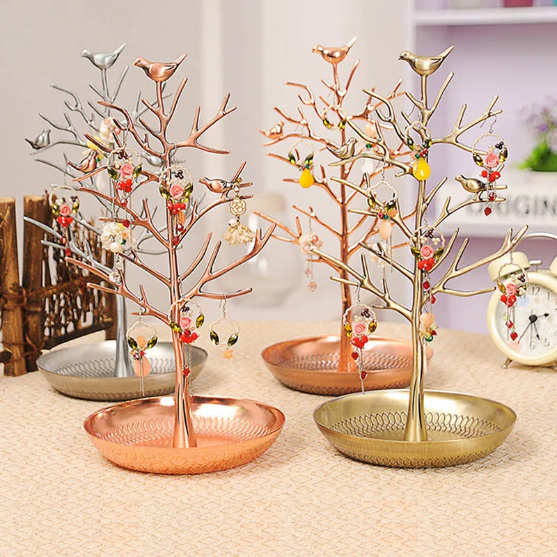 

New Color Earrings Holder Rings Stand Jewelry Display Show Rack Tree Bird Iron Design Nice Jewellery Storage Organizer for Shop