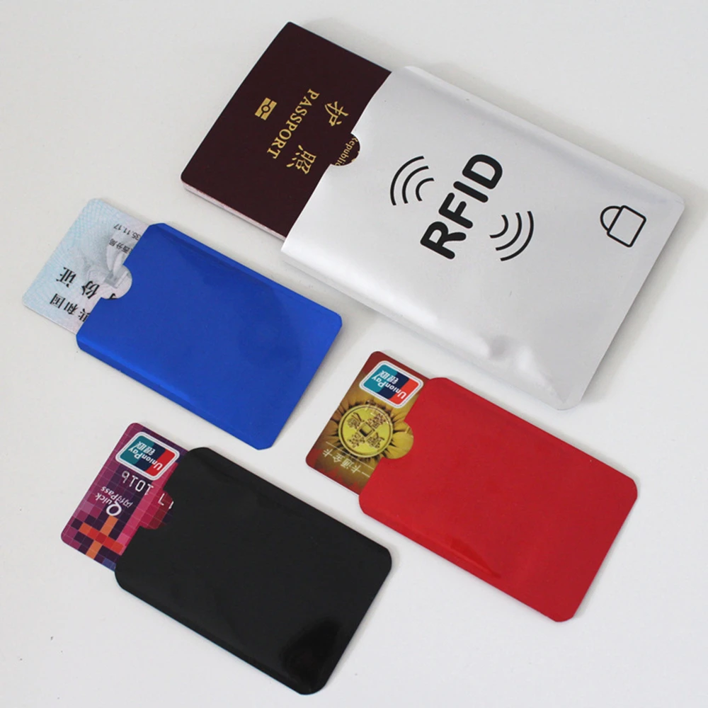 

5pcs Anti Rfid Wallet Blocking Reader Lock Bank Card HolderBank Card Case Protection Metal Credit NFC Holder