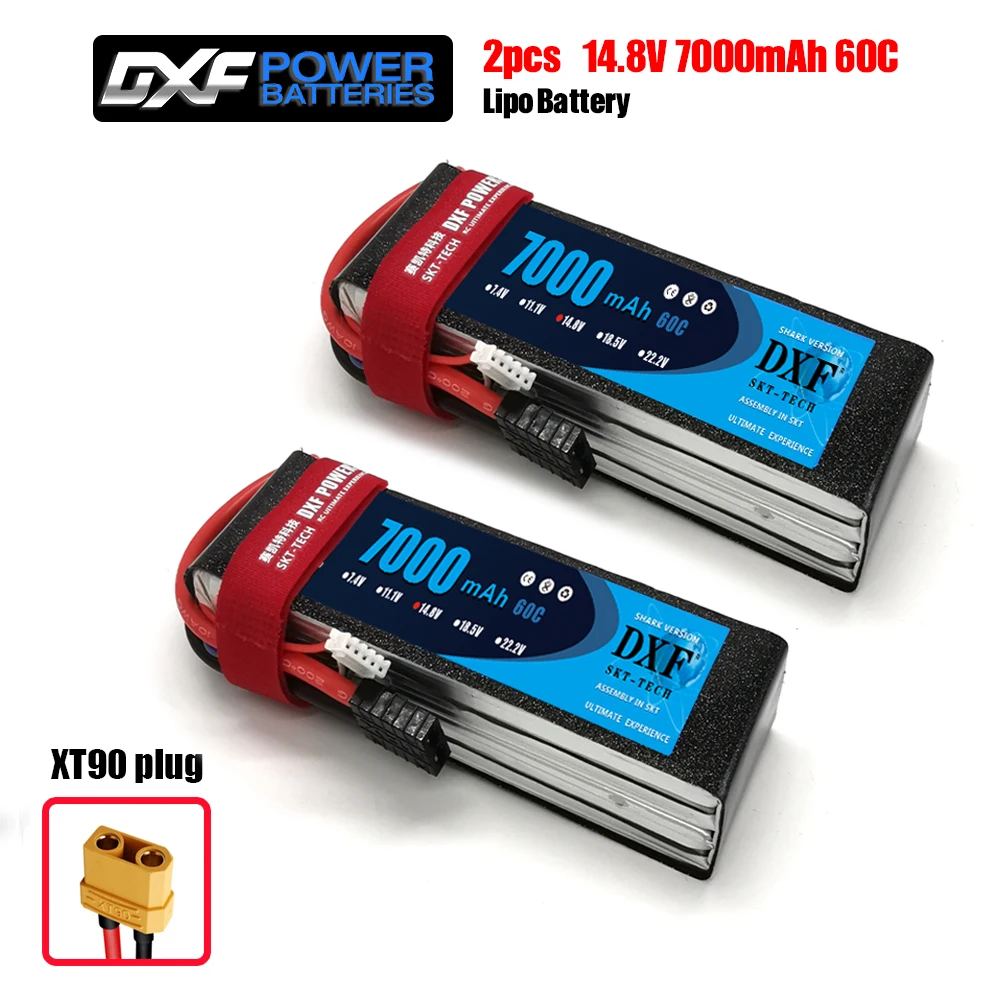 4S7000SoftCase-XT90 2 шт. DXF 2S 3S 4S 7,4 V 11,1 V 14,8 V 7000 мА/ч, 60C Lipo Батарея RC Запчасти жесткий чехол деканов/T для TRX 4 Багги автомобилей Самолет лодка - Цвет: 4S7000SoftCase-XT90