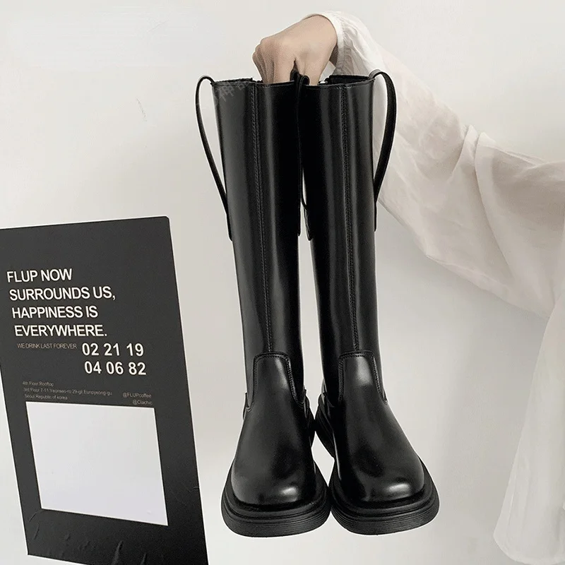 

Women's Boots 2021 PU Leather Fashion Motorcycle Boots Casual Punk Boots Platform Boots Black Boots High Heels Women Boots