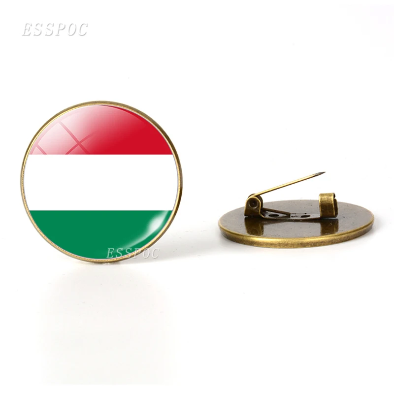 Hungary Центральная Европа: Австрия Польша Германия Швейцария Броши с флагом стеклянные купольные украшения бронзовая брошь булавки Национальный день подарки - Окраска металла: Hungary