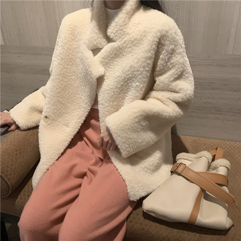 RICININA Женская куртка 2020 высокая горловина длинный рукав твердая шерсть женские