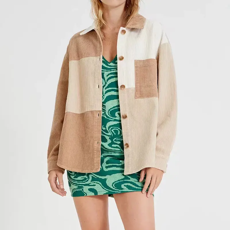 

Za 2021 Autumn Jacket Women Fashion Corduroy Jackets Coat Vintage Long Sleeve Pockets Street Female Outerwear Casual Chic Tops